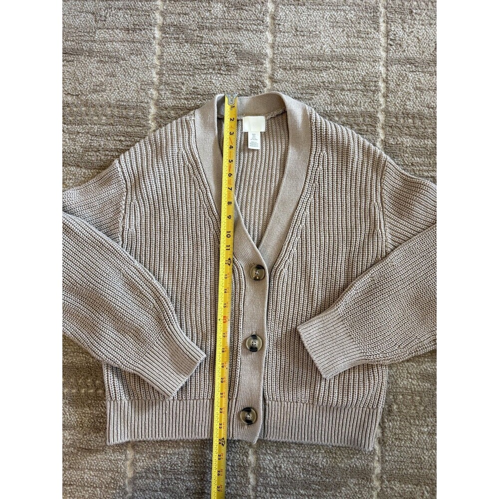 H&M Beige Ribbed V-Neck Button Cardigan - Picture 5 of 7